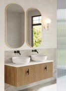 Muebles Ezra badmeubel ribbelfront 120cm warm eiken met wit toppaneel zonder waskom