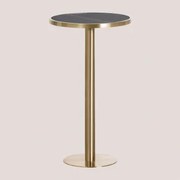 Ronde Hoge Bartafel Ø60 Cm In Manhattan Gres Zwart & Goud Champagne - Sklum