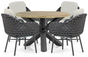 Tuinset 4 personen 120 cm Aluminium/wicker Grijs Santika Furniture Santika