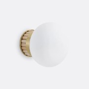 Wandlamp in messing, bamboe en opaline glas, Dolce