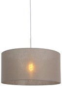 Stoffen Eettafel / Eetkamer Landelijke hanglamp wit met taupe kap 50 cm - Combi 1 Modern E27 rond Binnenverlichting Lamp