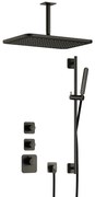 Hotbath Gal IBS40BGP High Flow inbouwdouche met plafondbuis, glijstang en 27x40cm hoofddouche geborsteld gunmetal PVD