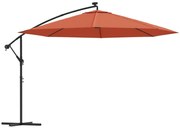 vidaXL Zweefparasol met LED-verlichting 350 cm terracottakleurig