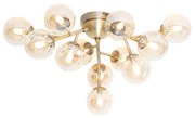 Art Deco plafondlamp brons met amber glas 12-lichts - Bianca Art Deco G9 rond Binnenverlichting Lamp