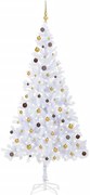 vidaXL Kunstkerstboom met LED's en kerstballen 910 takken 210 cm