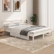 vidaXL Bedframe massief grenenhout wit 135x190 cm 4FT6 Double