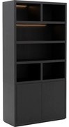 Goossens Buffetkast Barcelona, 2 deuren 6 open vakken, zwart eiken, 108 x 212 x 45 cm, stijlvol landelijk
