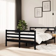 vidaXL Bedframe massief grenenhout zwart 140x190 cm