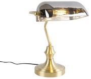 Klassieke notarislamp goud met gerookt spiegel glas - Banker Klassiek / Antiek E27 Binnenverlichting Lamp