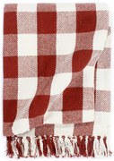 vidaXL Plaid geblokt 220x250 cm katoen steenrood