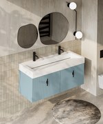 Muebles Calas badmeubel ribbelfront 120cm baby blauw met solid surface wastafel met kraangaten