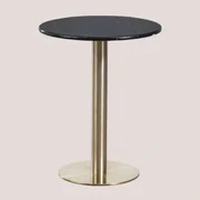 Ronde Bartafel In Marmer Cosmopolitan Zwart Marmer & Ø60 Cm & Champagne Goud - Sklum