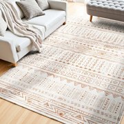 VEVOR Vloerkleed, 1524x2134 mm, kortpolig, wasbaar, antislip vloerkleed voor in de woonkamer in moderne stijl, binnenmat voor slaapkamer, kantoor, woonkamer, kinderkamer, hal, beige