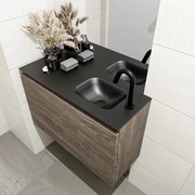 Mondiaz Olan 80cm toiletmeubel dark brown met wastafel urban rechts 1 kraangat