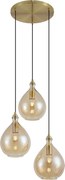 Moderne hanglamp goud met amber glas 3-lichts - Traditional
