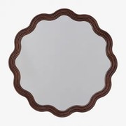 Ronde Eikenhouten Wandspiegel (ø80 Cm) Luesia Donker Hout - Sklum