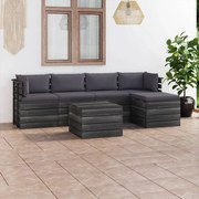 vidaXL 6-delige Loungeset met kussens pallet massief grenenhout