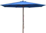 vidaXL Parasol met houten paal 350 cm blauw