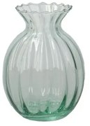 Vaas, ribbels, groen glas, 12 cm