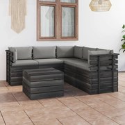 vidaXL 6-delige Loungeset met kussens pallet massief grenenhout