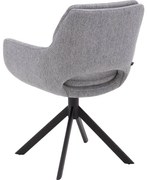 Goossens Eetkamerstoel Daisy grijs stof graden draaibaar met return functie met armleuning, modern design