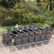 vidaXL 17-delige Tuinset met kussens poly rattan grijs