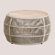 Ronde Salontafel Ø80cm Van Acaciahout Krot Beige – Crème - Sklum