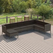 vidaXL 8-delige Loungeset met kussens poly rattan grijs