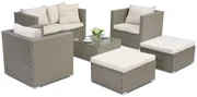Roma Coffee 4 + 2 Garden Point poefs lichtgrijs technorattan tuinmeubelen