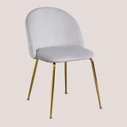 Kana Design Eetkamerstoel In Fluweel Perłowoszary & Goud - Sklum