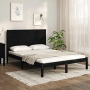 vidaXL Bedframe massief grenenhout zwart 140x190 cm