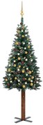 vidaXL Kerstboom met LED's en kerstballen smal 150 cm groen