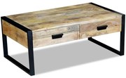 vidaXL Salontafel met 2 lades 100x60x40 cm massief mangohout