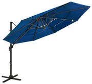 vidaXL Parasol 4-laags met aluminium paal 3x3 m azuurblauw