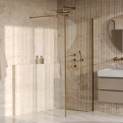 Brauer Oblivion inloopdouche helder glas 90cm met 30cm zijwand messing geborsteld PVD