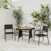 vidaXL 3-delige Tuinset poly rattan zwart