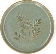 Gebaksbord met takjes, reactief glazuur, groen, Ø15 cm