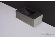 Forzalaqua Venetia Xs fonteinbak 29x16x10cm wasbak Links 0 kraangaten Natuursteen Blauw grijs gefrijnd 100232