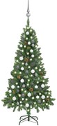 vidaXL Kunstkerstboom met LED's, kerstballen en dennenappels 150 cm