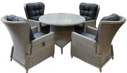 Marina Riccione dining tuinset 110 cm rond 5-delig grijs verstelbaar