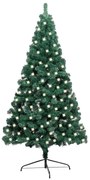 vidaXL Kunstkerstboom met LED's en standaard half 120 cm PVC groen