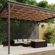 vidaXL 9-delige Loungeset met kussens poly rattan zwart