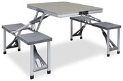 vidaXL Campingtafel inklapbaar met 4 zitjes staal en aluminium