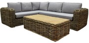 Sumatra XL hoek loungeset 3-delig naturel rotan