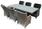 Darwin Menorca dining tuinset 220x100xH75 cm 7-delig verstelbaar wit