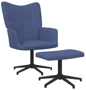 vidaXL Relaxstoel met voetenbank stof blauw