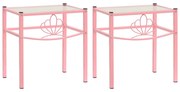 vidaXL Nachtkastjes 2 st metaal en glas roze en transparant