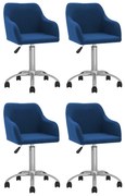 vidaXL Eetkamerstoelen draaibaar 4 st stof blauw