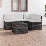 vidaXL 5-delige Loungeset met kussens pallet massief grenenhout