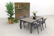 Lima/Kings 4-persoons stapelbare dining tuinset 180x100 cm. - Antraciet